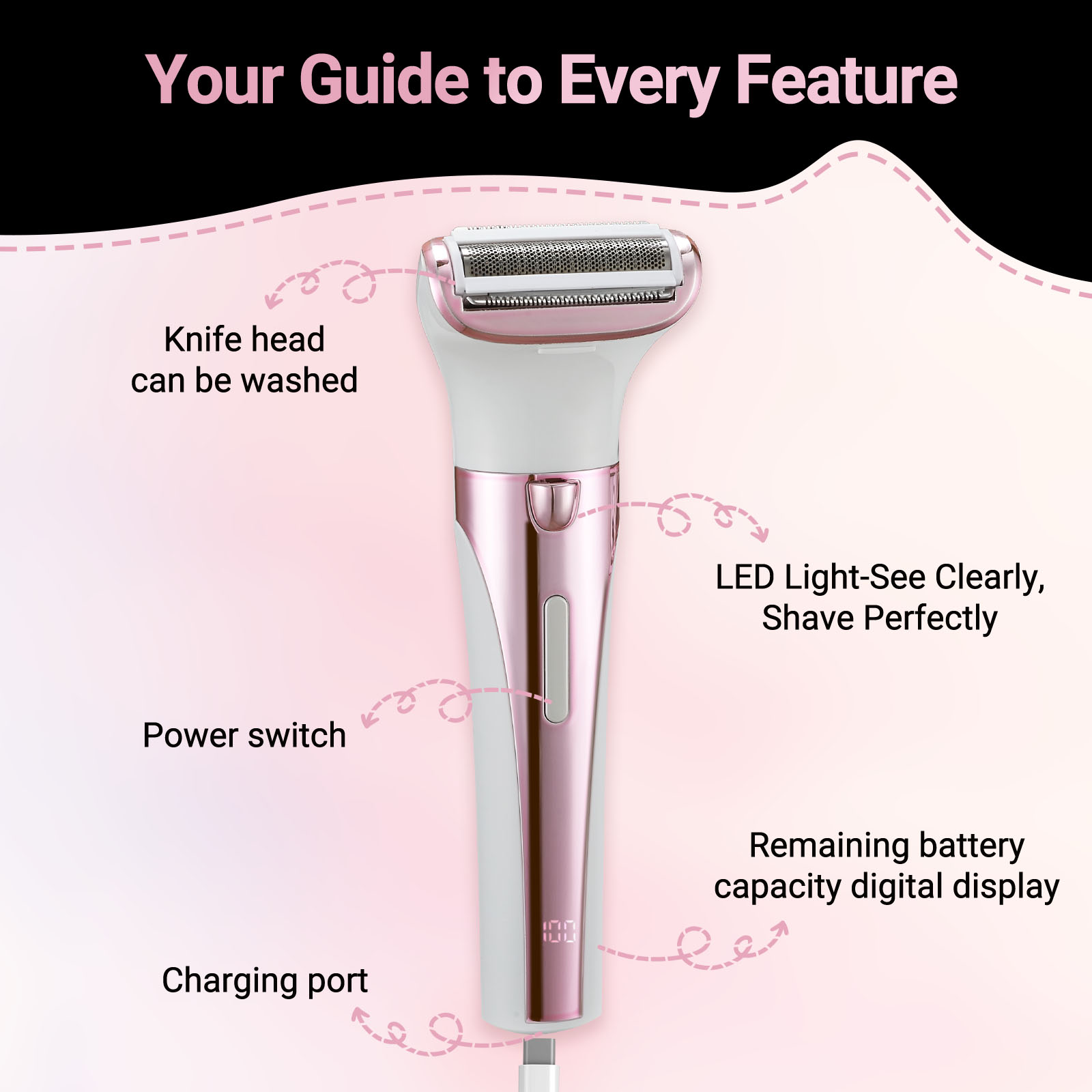 Breynko 5-in-1 Rechargeable Electric Shaver for Women photo 3