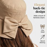 Women's Bowknot Bucket Hat, UPF 50+ Wide Brim Foldable Sun Hat for Beach Travel, Lightweight Adjustable Summer Cap