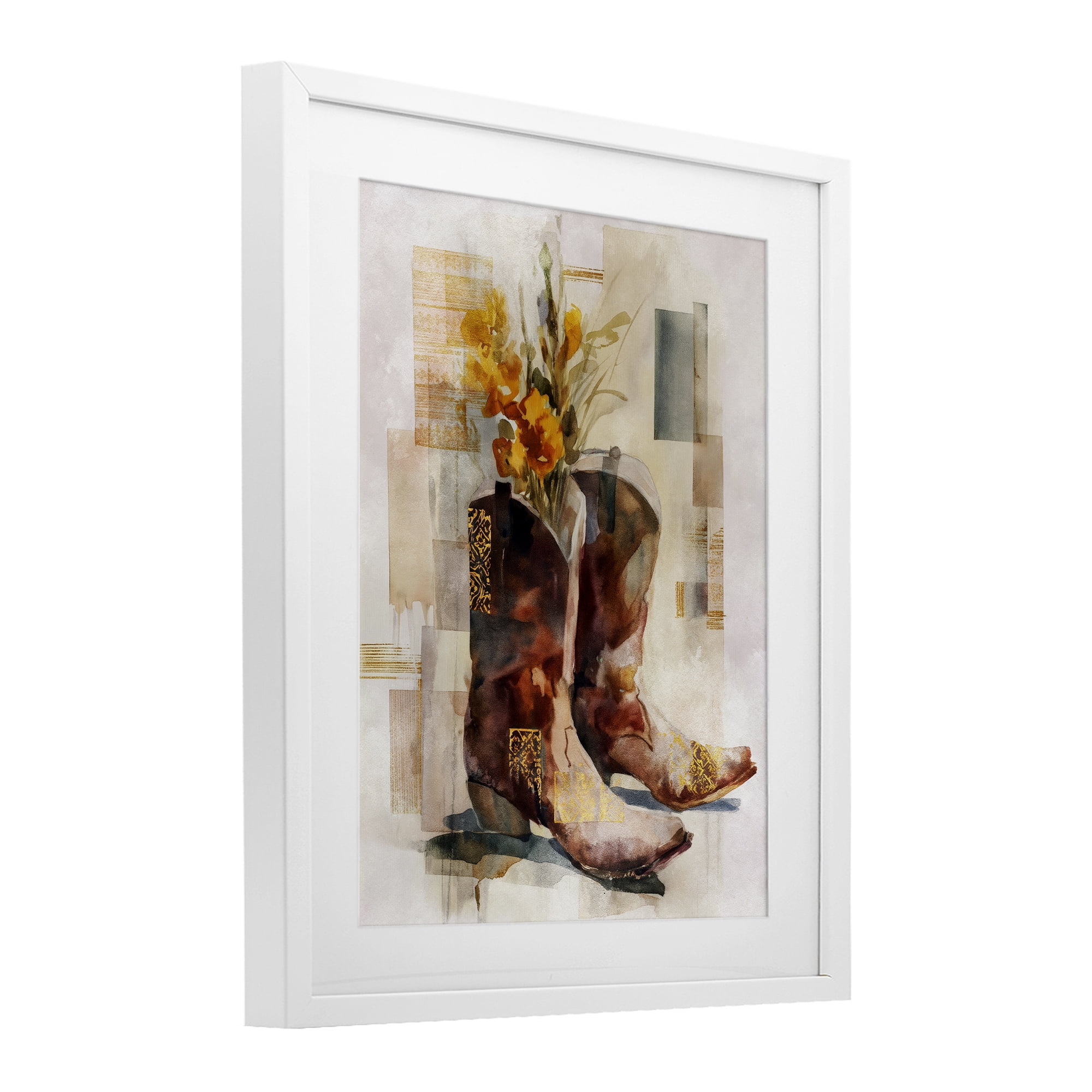 Stupell Industries Western Roots & Blooms White Framed Print Under Glass, design by Svetlana Aleynikova