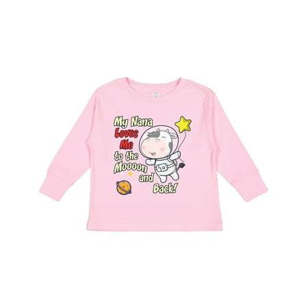 

Inktastic My Nana Loves Me Cow Astronaut Boys or Girls Long Sleeve Toddler T-Shirt