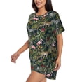 thumbnail image 2 of Haiem Flamingos And Palm Leaves Pattern Pajama Set for Women 2 Piece Lounge Set Short Sleeve Tops and Shorts Soft Sleepwear-Medium, 2 of 7