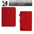 thumbnail image 2 of Embossed Folio Flip Smart Case for Amazon Fire HD 7 2019/2017/2015, Premium PU Leather Kickstand Card Slots Magnetic Auto Sleep / Wake with Pen Slot Case for Fire HD 7 2019/2017/2015, Red, 2 of 5