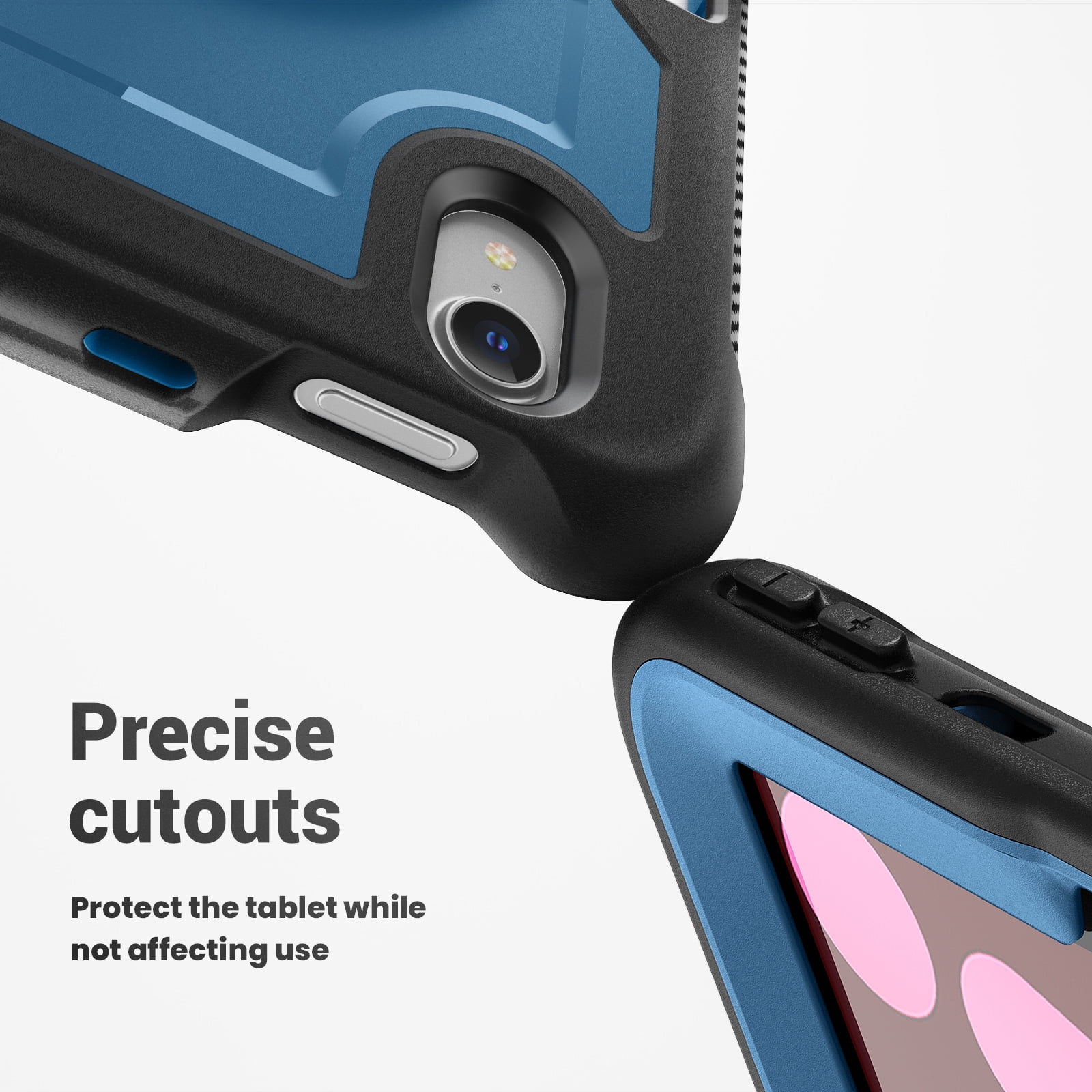 ELEHOLD Rugged Case For Apple iPad 11th(A16) 2025/10th Gen 2022,360 Rotating Stand Hand Strap Shoulder Strap Pencil Holder Full-Body Heavy Duty Shockproof Protective Case,Navyblue