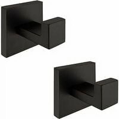 Gancho para toallas de acero inoxidable negro mate, paquete de 2, gancho para ropa de baño, gancho para abrigos, montaje en pared, colgador cuadrado para puerta de cocina y baño, resistente