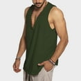 thumbnail image 6 of Rigardu tanks for men mens tank top Men's Fashion Spring And Summer Casual Sleeveless V Neck Solid Color Pullover Undershirt Men's Sports Undershirts Army Green + XL, 6 of 7