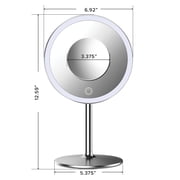 Impressions Vanity Luxe Tabletop Tri Tone LED Makeup Mirror with 10x Magnification (Silver)