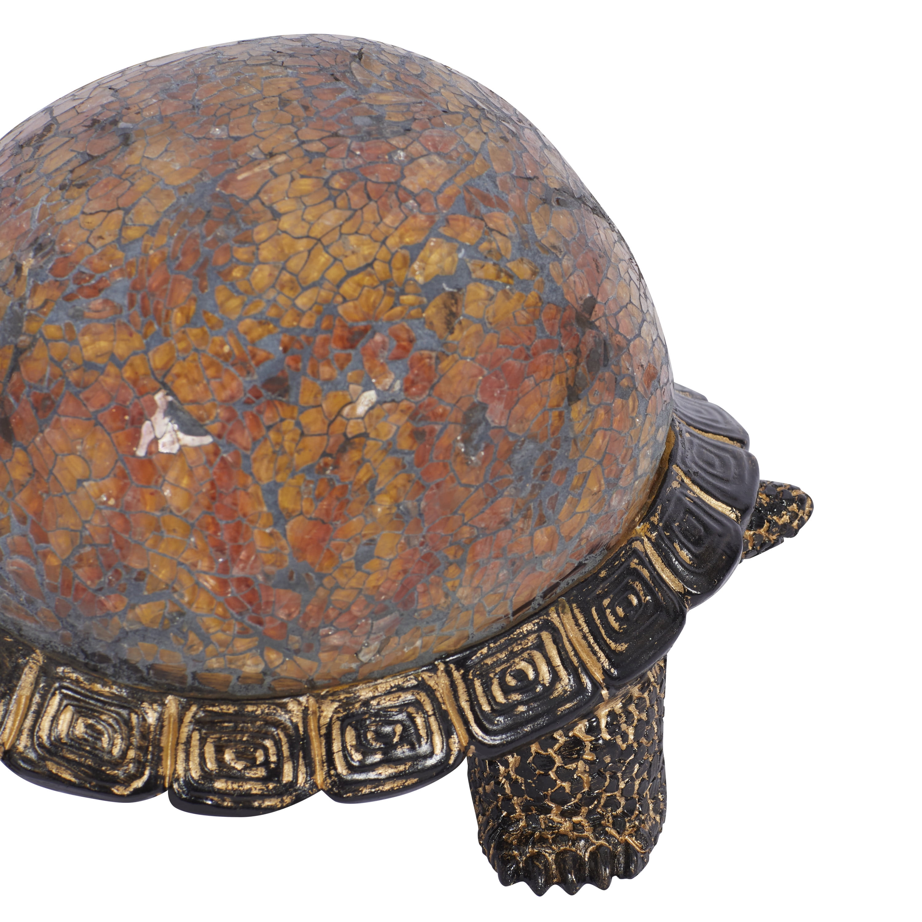 11" x 6" Brown Polystone Turtle Sculpture, by DecMode