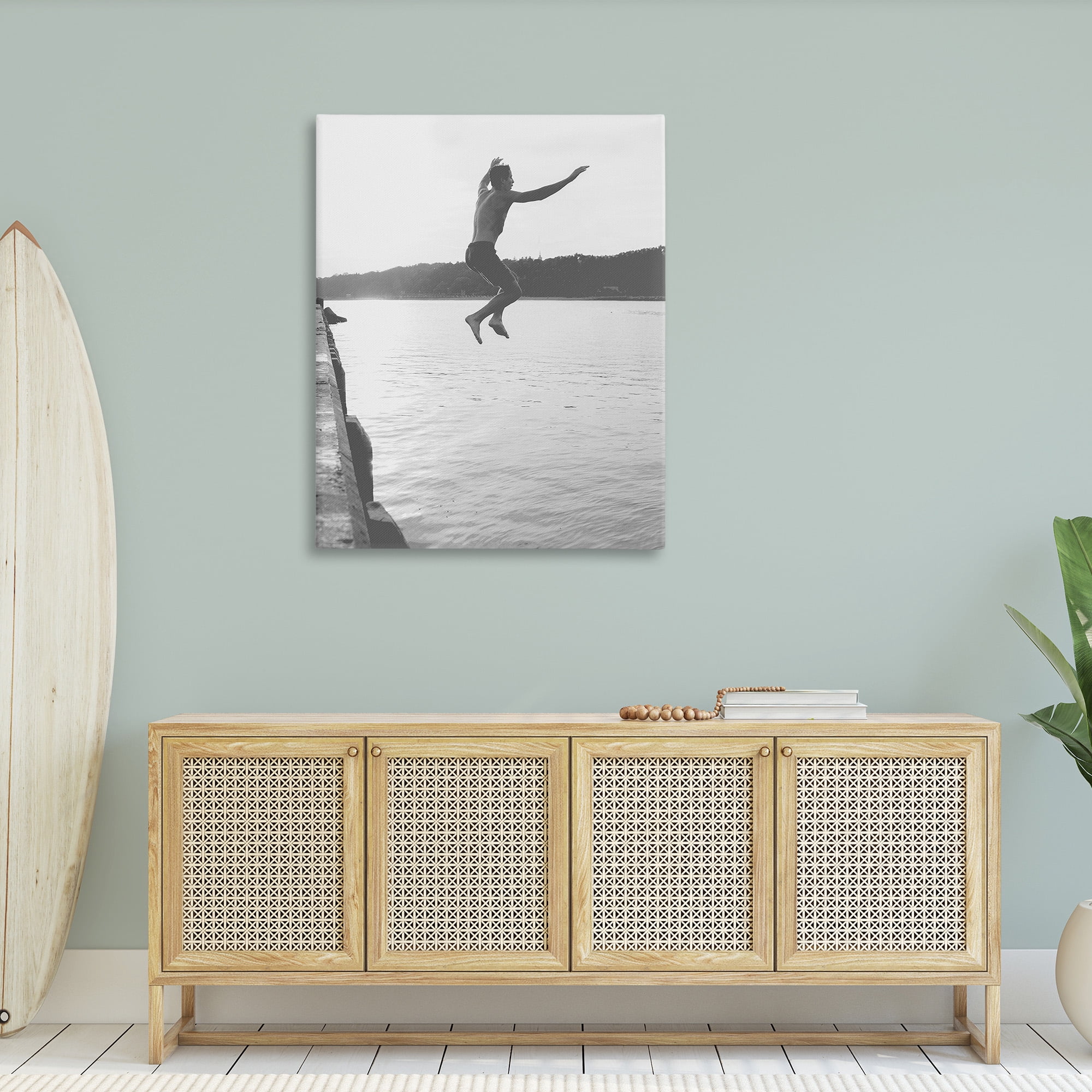 Stupell Industries Jumping in Lake Photography Landscape Photography Gallery Wrapped Canvas Art Print Wall Art, 36 x 48