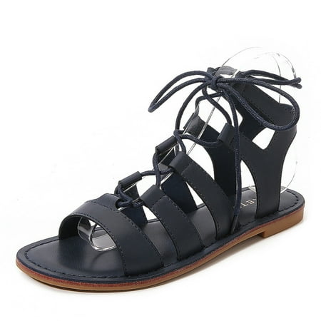 

Bosleng Women Flat Brown Sandals Lace up Gladiator Sandals Summer Comfortable Beach Shoes Female Strappy Sexy Footwear for Outdoor
