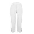thumbnail image 4 of 2025 Women's Linen Capri Pants - High-Waist Drawstring Cropped Trousers with Pockets, Wide Leg Beach Casual Summer Pant (Sustainable & Breathable), 4 of 6