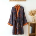 thumbnail image 1 of Men's National Style Robe Large Size Yarn Jacquard Home Wear Bathrobe Sweatshirt for Comfortable Relaxation and Leisure, 1 of 3