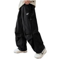 thumbnail image 2 of Qunyiney Boys Cargo Pants Black Outdoor Casual Pants Relaxed Fit Wide Leg with Pockets Pants Size 5, 2 of 6