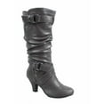 thumbnail image 1 of Maggie-39 Bottes Décontractées Mi-Mollet à Bout Rond à Talons Hauts à Fermeture Éclair pour Femmes, 1 of 2