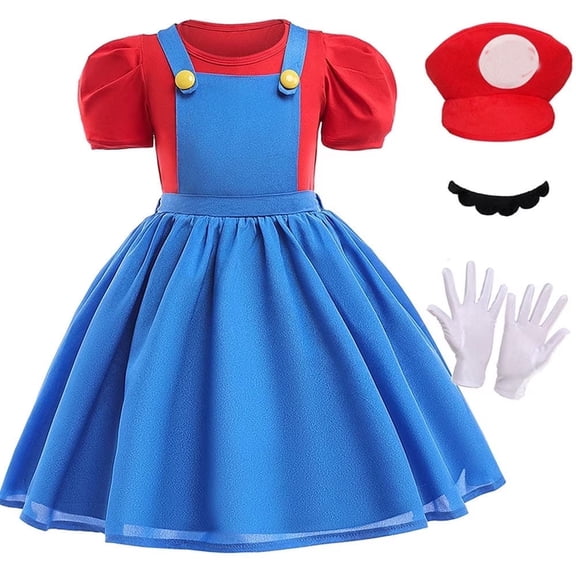 Girl Workgirl Costume with Hat and Gloves Halloween Party Dress Up