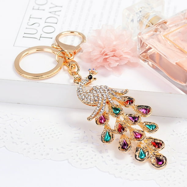 Clearance Sales Beautiful Peacock Rhinestone Key Chain Crystal Purse Keychain Bag Key Ring