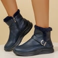 thumbnail image 2 of EKVAHL Women's Winter Snow Boots, Slip‑On Buckle Strap Ankle Booties, Non‑Slip Thick Sole Warm Boots for Cold Days Navy, 2 of 5