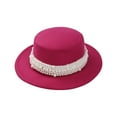 thumbnail image 2 of Arvbitana Children Vintage Bowler Hat, Solid Color Wide Brim Pearl Flat-top Cap, 2 of 8