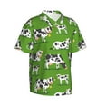thumbnail image 2 of Balery Cows With Calfs Green Print Men's Hawaiian Shirts Short Sleeve Beach Shirt Relaxed Fit Vacation Button Down Shirts-X-Large, 2 of 9