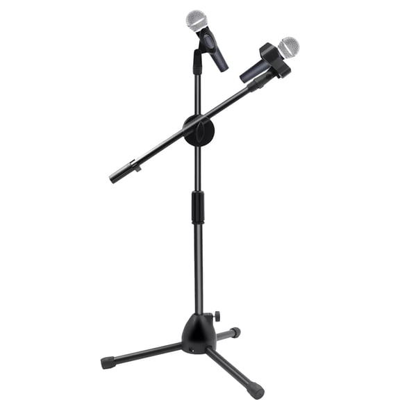 360-degree Rotating Microphone Stand Dual Mic Clip Boom Arm Foldable Tripod