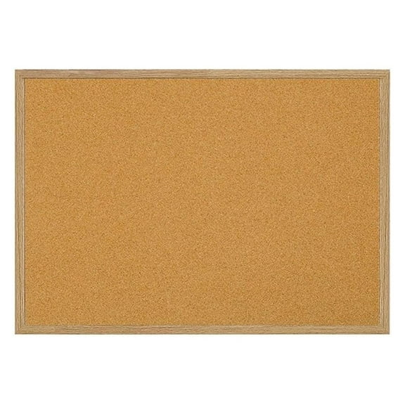 Bulletin Board, Value Cork Bulletin Board/Pin Board, Oak Frame, 24" x 36" (MC070014231-799), Brown
