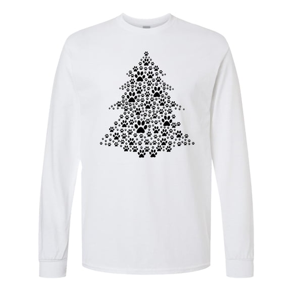 Inktastic Furry Christmas Tree As Pawprints Long Sleeve T-Shirt