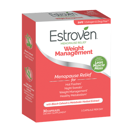 Estroven Menopause Relief + Weight Management, Hormone Free, 30 Ct