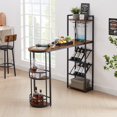 thumbnail image 2 of Dining Table, Bar Table with Bottle Holder And Glass Holder, Multifunctional High Bar Table with Side Storage, Can Hold 8 Bottles Of Wine And 9 Glasses (Rustic Brown,53.3"W X 15.75"D X 36.4"H), 2 of 9