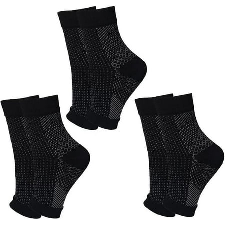 

3pair Plantar Fasciitis Support Socks Men Women Sleeves for Weak Ankles Arches Heels - Pain Relief Night Splint Sock （Black）