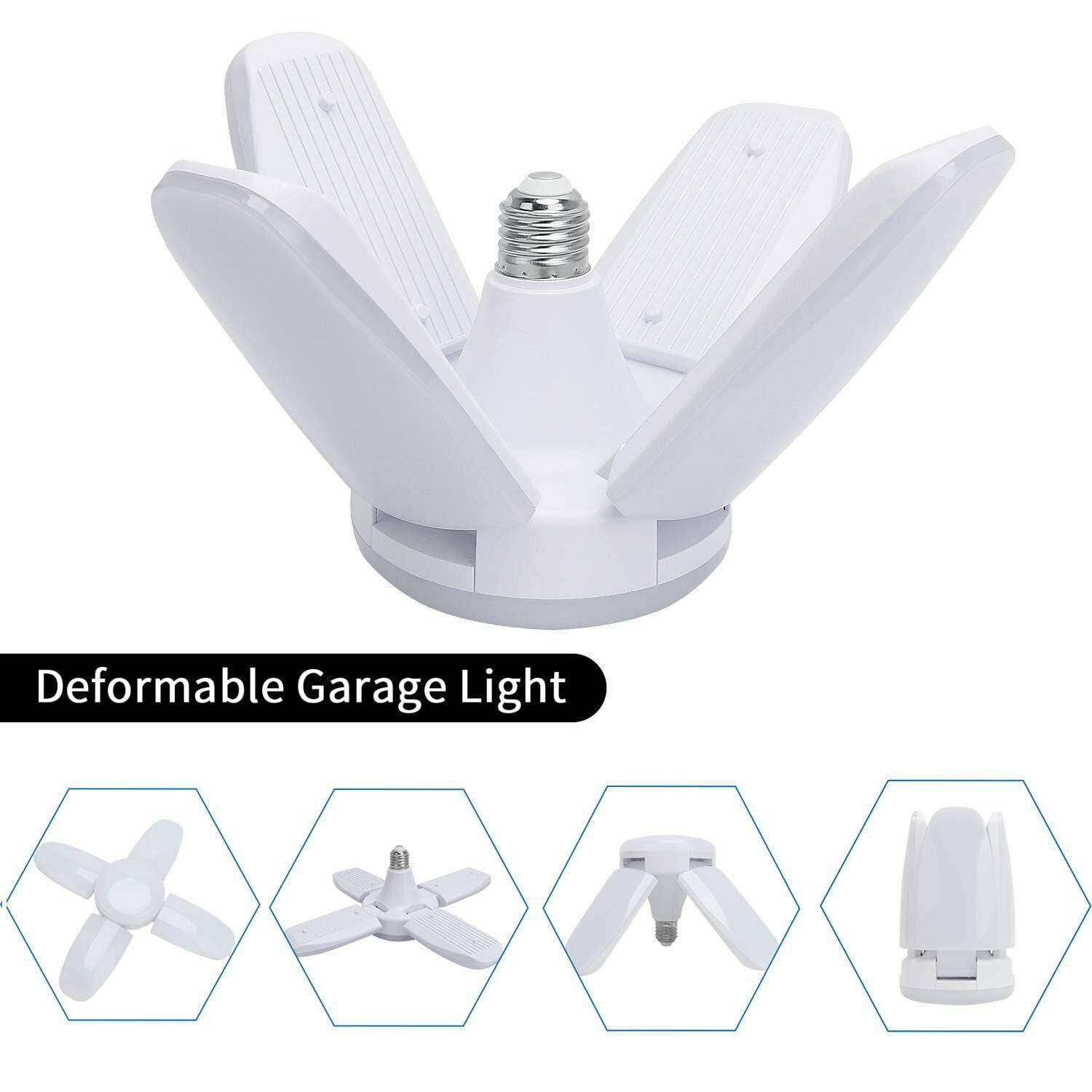 E27 LED Garage Light Bulb Deformable Ceiling Fixture Lights Shop