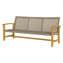 3-Seat Wicker Outdoor Sofa, Teak Acacia Wood Patio Couch, 1000 LBS Capacity