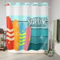 thumbnail image 6 of No Hook Shower Curtain, Surfboard Shower Curtains for Bathroom with See Through Top Window, Summer Starfish Palm Leaf Wood Grain Blue Waterproof & Washable Bath Curtain Standard 72"x72", 6 of 9