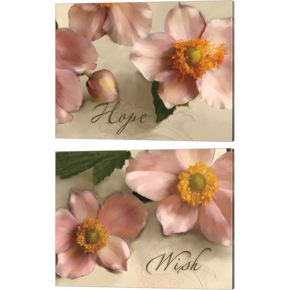 Great Art Now Hope & Wish by Jan Tanner 2 Piece Canvas Art Set Each 15"W x 12"H