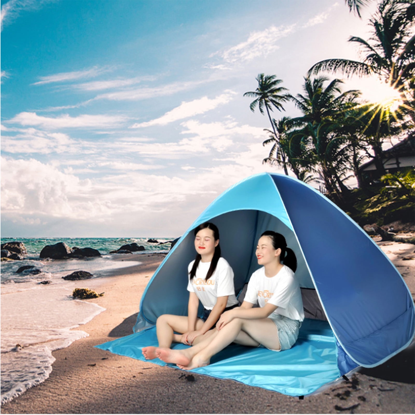 Glymnis Pop Up Beach Tent for 2-4 Person Automatic Portable UPF 50+ 