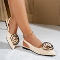 thumbnail image 4 of Beige Womens Floral Bow Sandals Round Toe Slip On Flat Casual Summer Beach Shoes 2026, 4 of 8