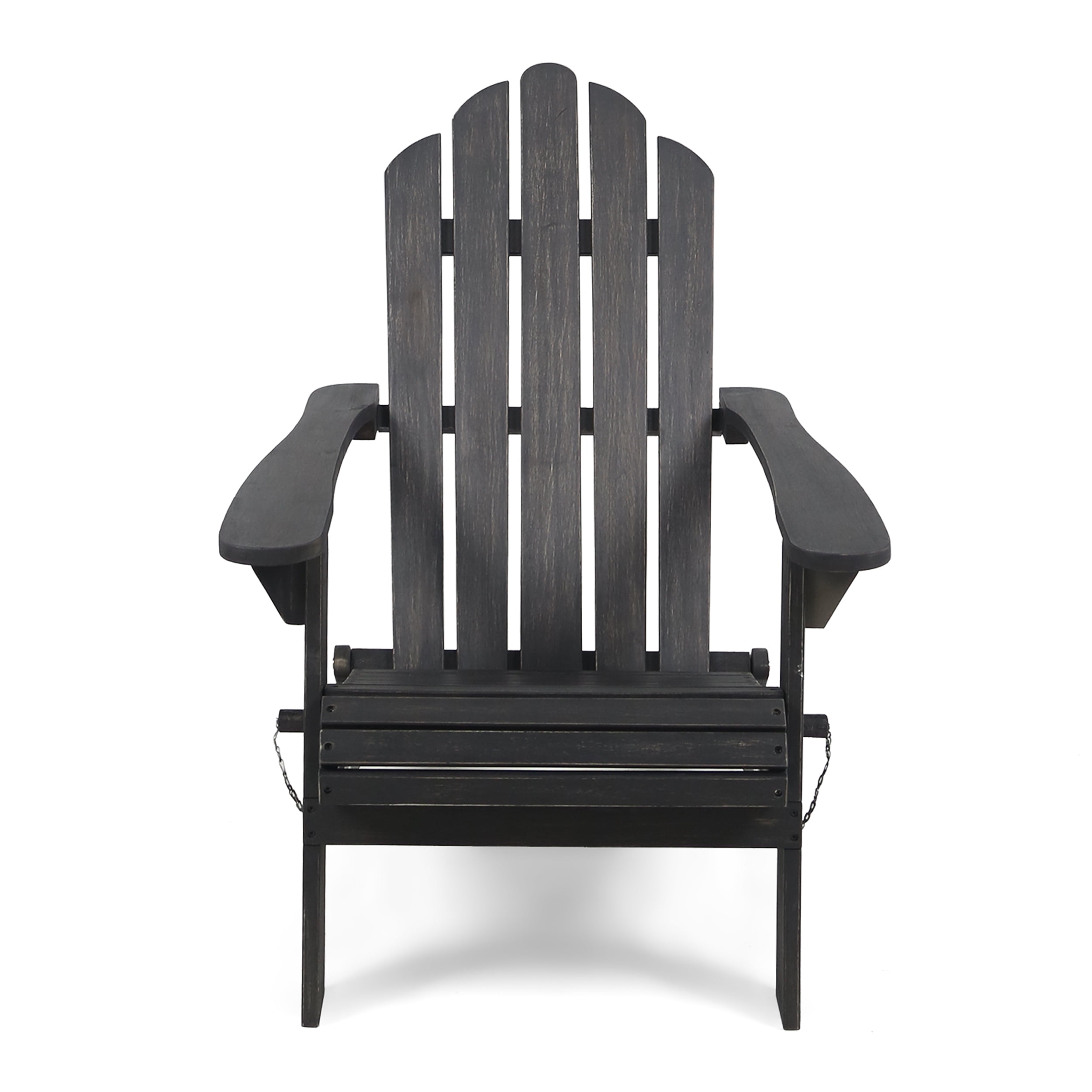 Noble House Hollywood Outdoor Foldable Acacia Wood Adirondack Chair Dark Gray