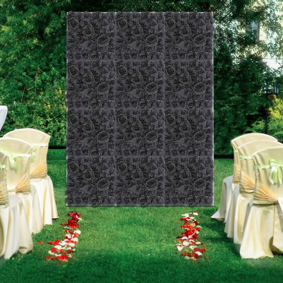 12-Pack Black Rose Flower Wall Panel - Realistic Silk & Plastic, Easy to Install, Waterproof, Durable, Indoor & Outdoor Garden Decoration