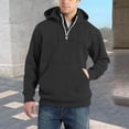 thumbnail image 2 of Men’s Pullover Hooded Sweatshirt with Half Zip Front Kangaroo Pocket and Adjustable Drawstring Hood Casual Fit Black L, 2 of 5