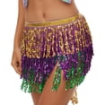 thumbnail image 2 of LWavelet Sequin Fringe Ombre Mini Skirt Women Glitzy Party Night Out Trendy Sparkly Bottoms Purple One Size, 2 of 4