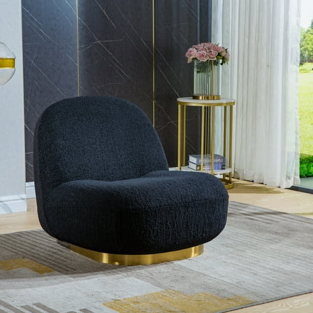 Modern Velvet Swivel Accent Chair, Swivel Barrel Chair with Gold Finish Stainless Steel Base