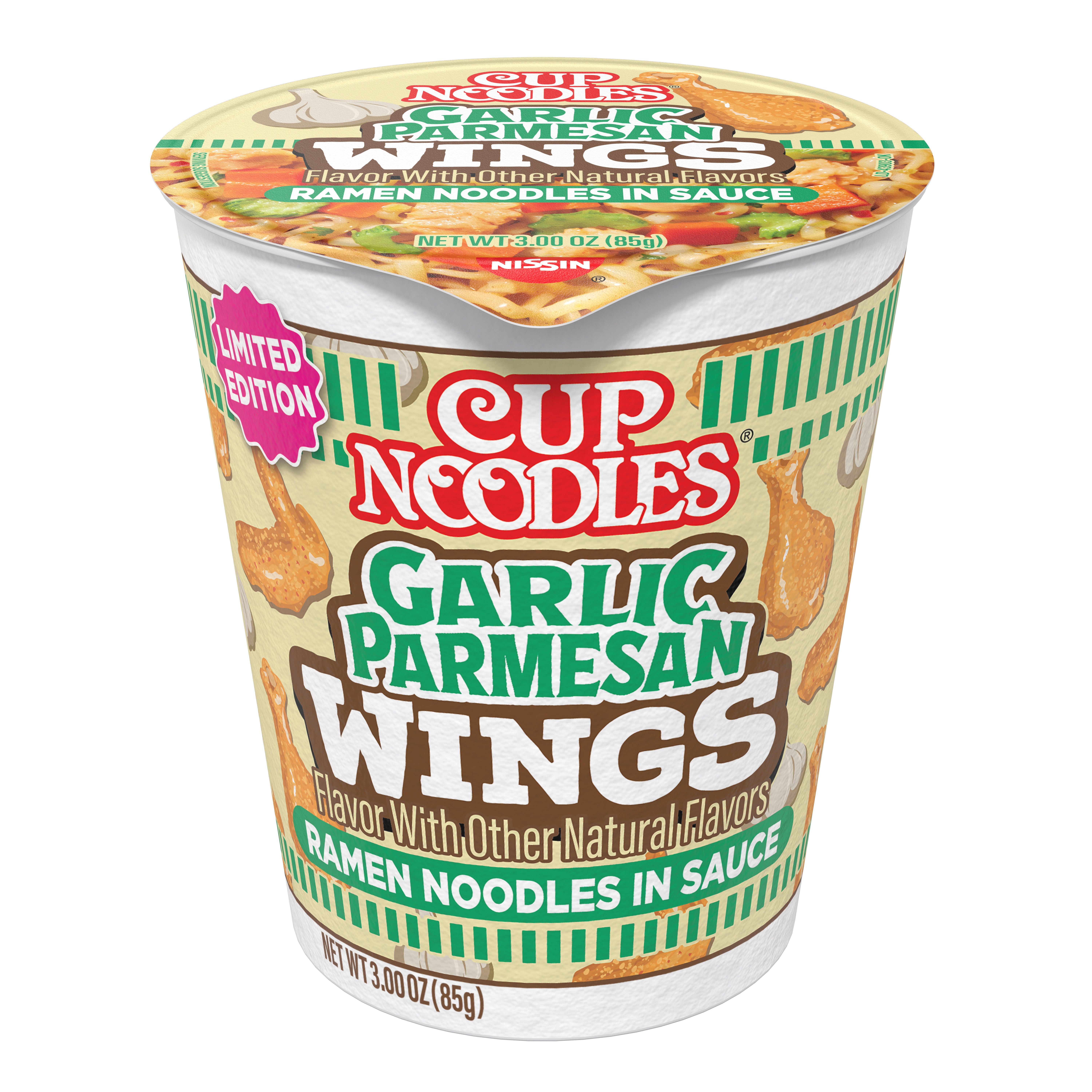 (6 pack) Nissin Cup Noodles Hot Wings Garlic Parmesan Flavor, 3.0 oz Cup, Limited Edition