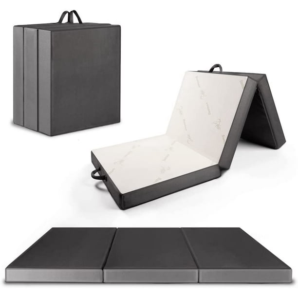 Trifold Folding Mattress for Floor and Traveling with Removable Cover