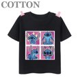 thumbnail image 3 of Camisetas de algodón para niños de moda de verano con múltiples estampados de manga corta y cuello redondo de Disney Stitch Anime, 3 of 5