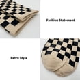 thumbnail image 6 of COUVER Ivory and Black Cotton Checkered Mid Calf Crew Socks 2 Pack Women's, 6 of 7
