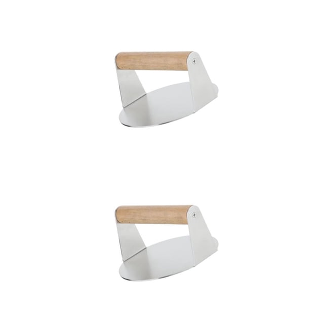 Bewildely Burger Press Wooden Handle Bacon Rustproof to Home Easy Clean Accessories Redondo 2Conjunto