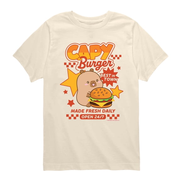 CapyFun - Capybara Burger - Youth Boys Short Sleeve Graphic T-Shirt