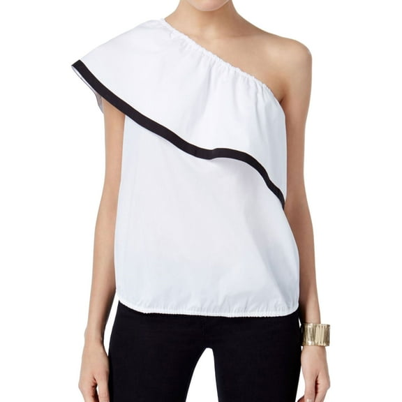 I.N.C Womens Colorblocked Pullover Blouse, White, X-Large