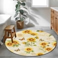 thumbnail image 4 of Area Rug 48in, Farm Sunflower Plant Butterfly Floor Carpet Living Room Rug, Vintage Stamp Letter Non-Slip Welcome Mat Indoor Rugs for Bedroom Dining Room, 4 of 9