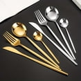 thumbnail image 2 of 16pcs, 4-Piece Stainless Steel Portuguese Steak Knife, Fork, Spoon, and Small Spoon Set - Perfect for Family Dinners and Special Occasions, 2 of 5