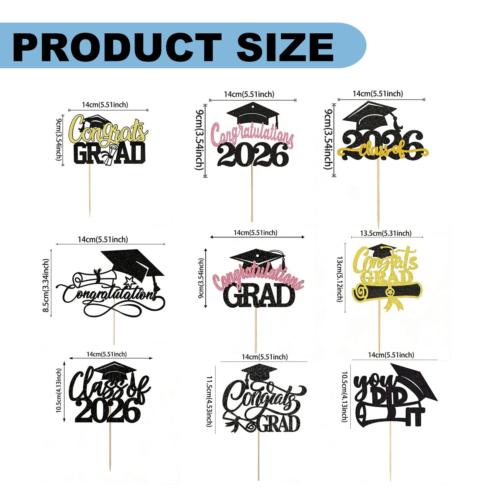 2026 Graduation Cupcake Toppers, Graduation Decorations Class of 2026 Cupcake Topper Graduation Party Decorations Supplies Class of 2026 Congrats Grad Cap Diploma