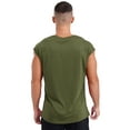 thumbnail image 2 of Doomiva Men's Sleeveless Muscle Shirts Workout Athletic Tank Tops Cap Sleeve Solid Casual T-Shirt Army Green M, 2 of 7
